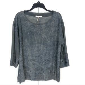 ANTHRO BURNING TORCH EMBROIDERED TOP SIZE LARGE